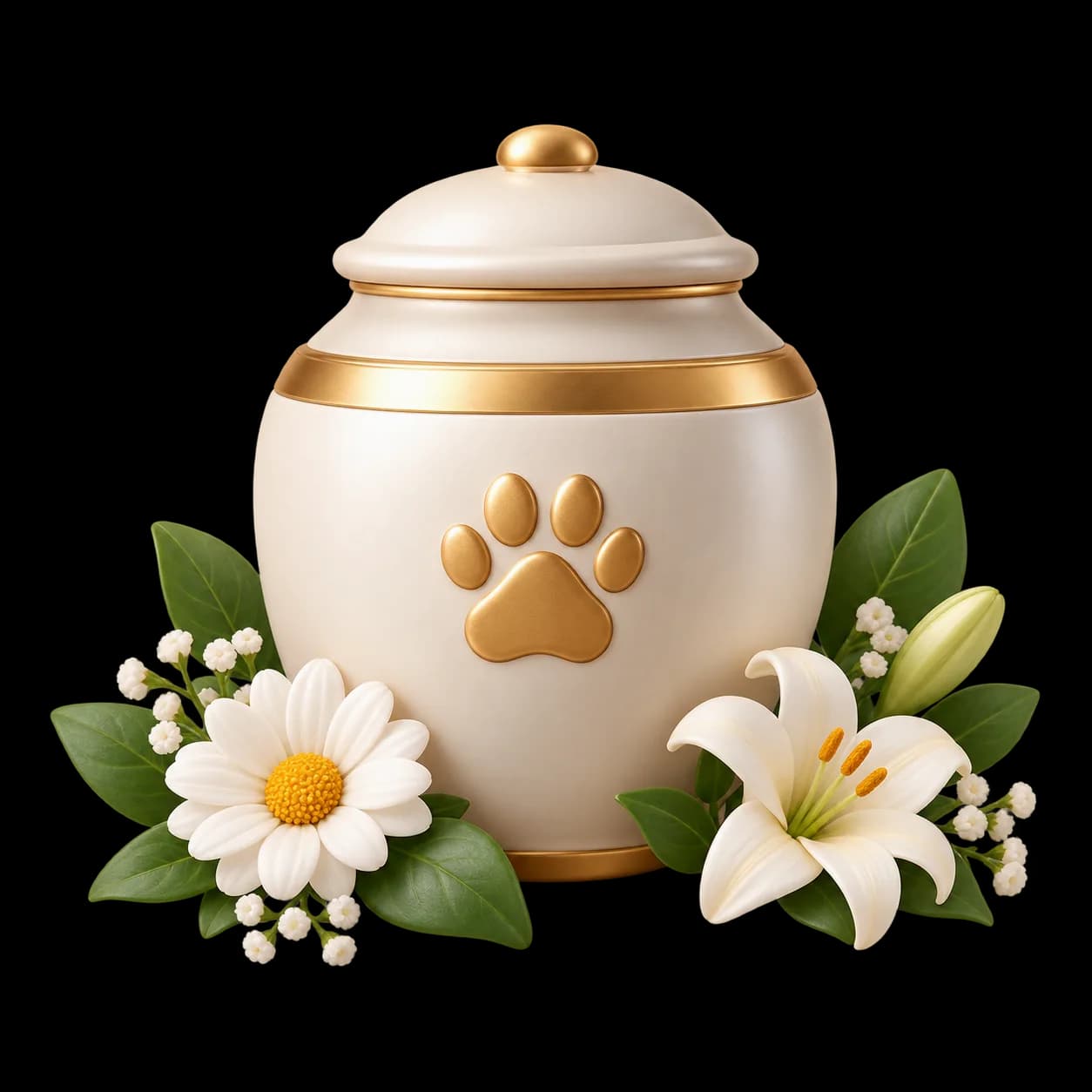 Elegant memorial urn with flowers
