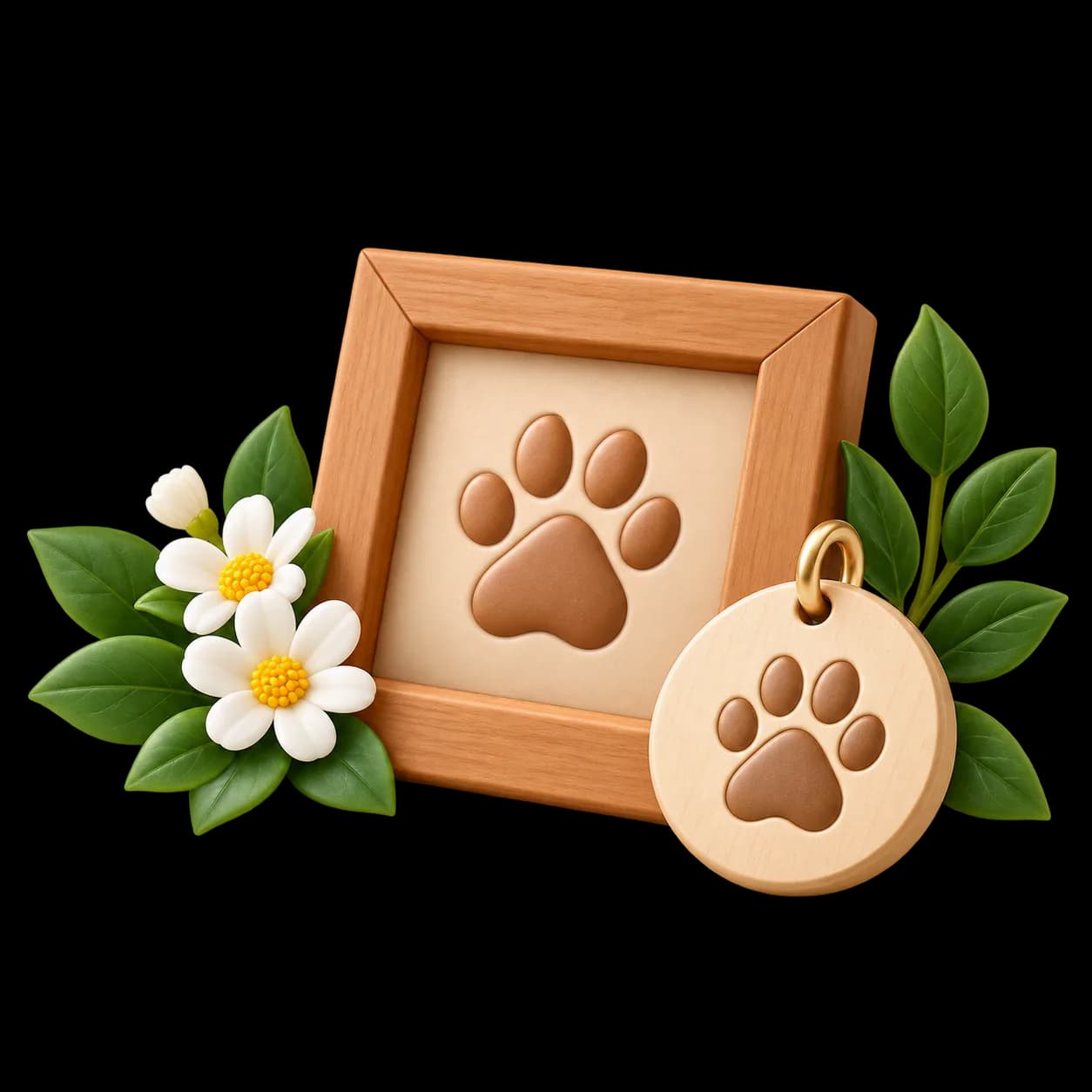 Wooden paw print memorial keepsake