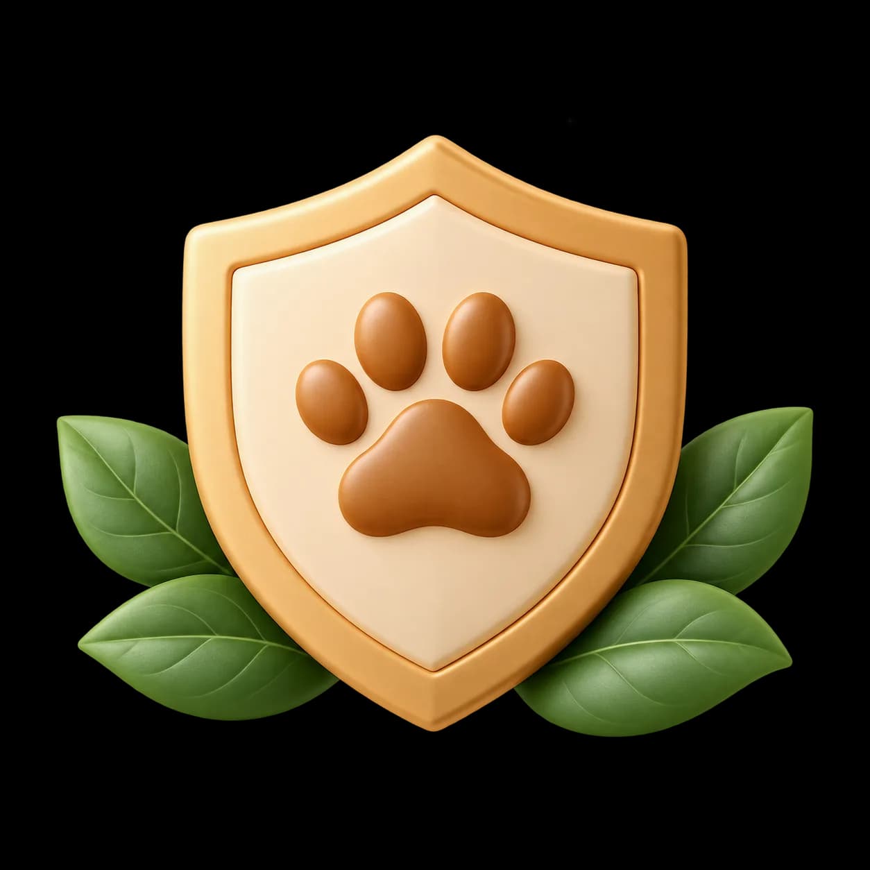 Golden paw shield with leaves