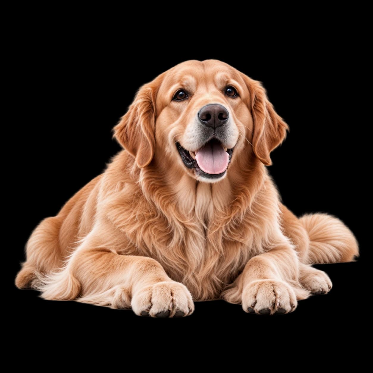 Relaxed golden retriever at home