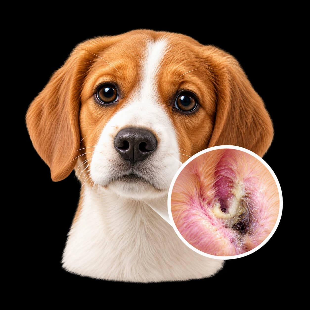 Dog ear representing ear and skin sampling