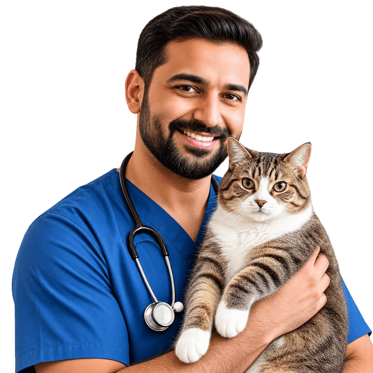 Dr. Obaid Ullah holding a cat