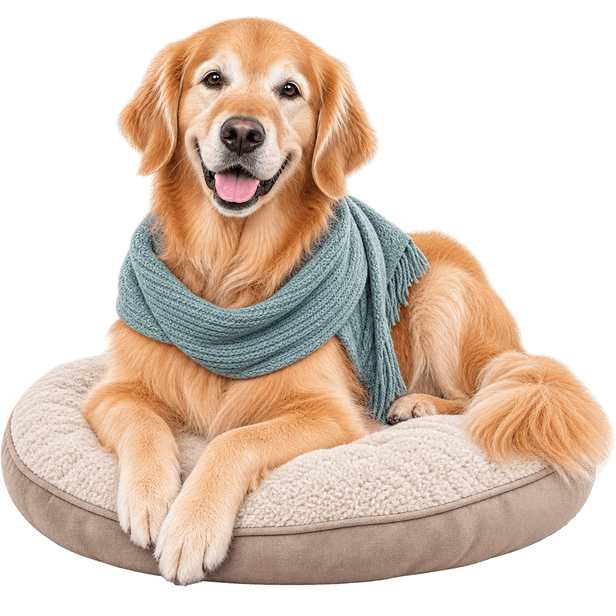 Senior dog resting comfortably at home